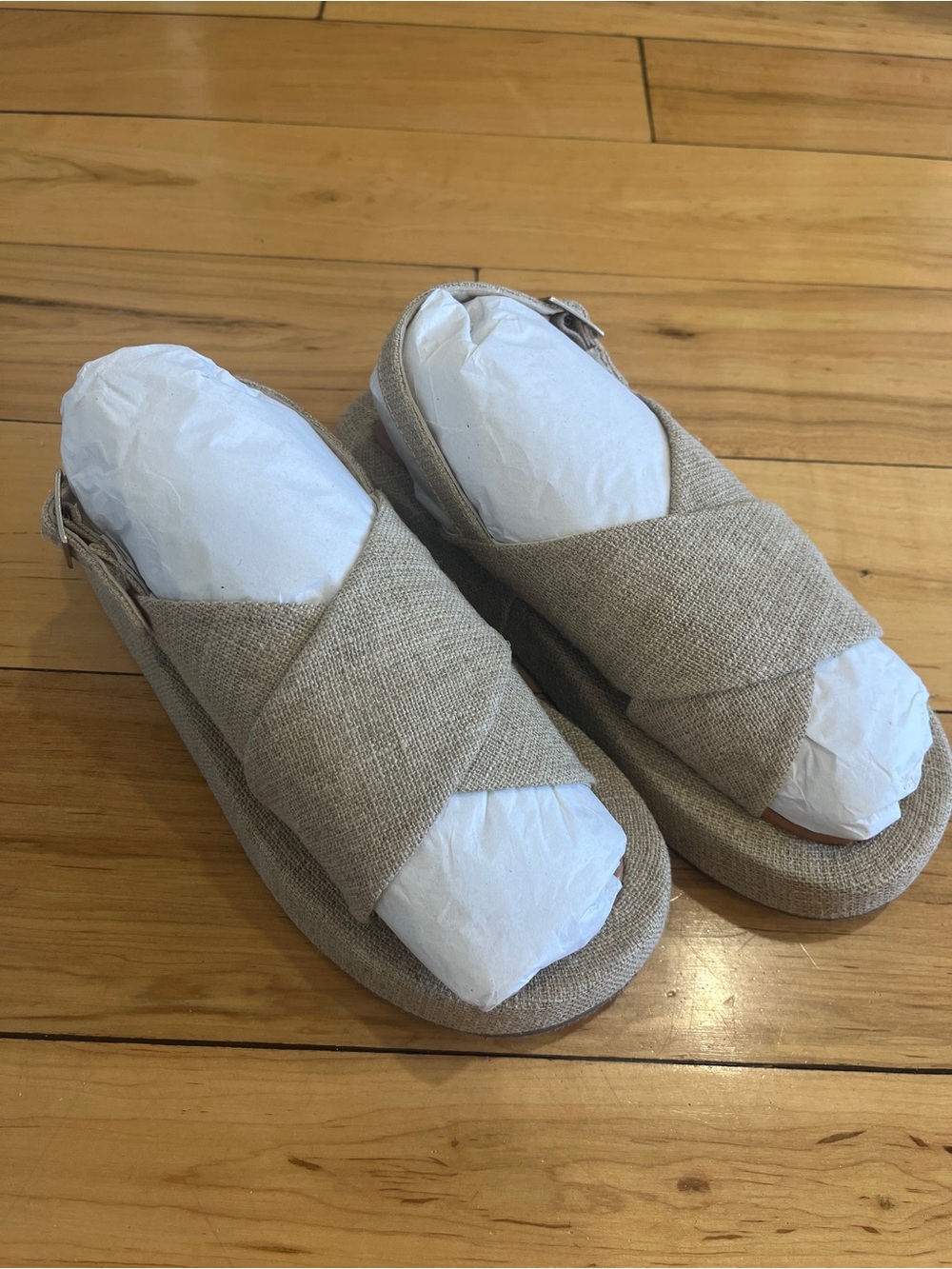 Seychelles Just For Fun Natural Linen Crossband Slingback Sandals
